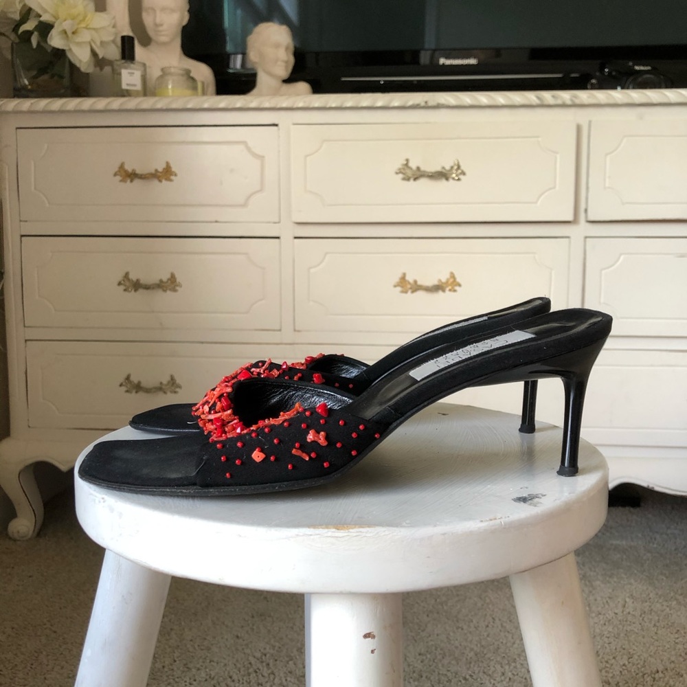 Black Sandal Kitten Heels 9 Red Casadei - Picture 5 of 8